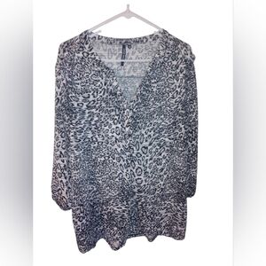 Elegant Black and White Animal Print Blouse